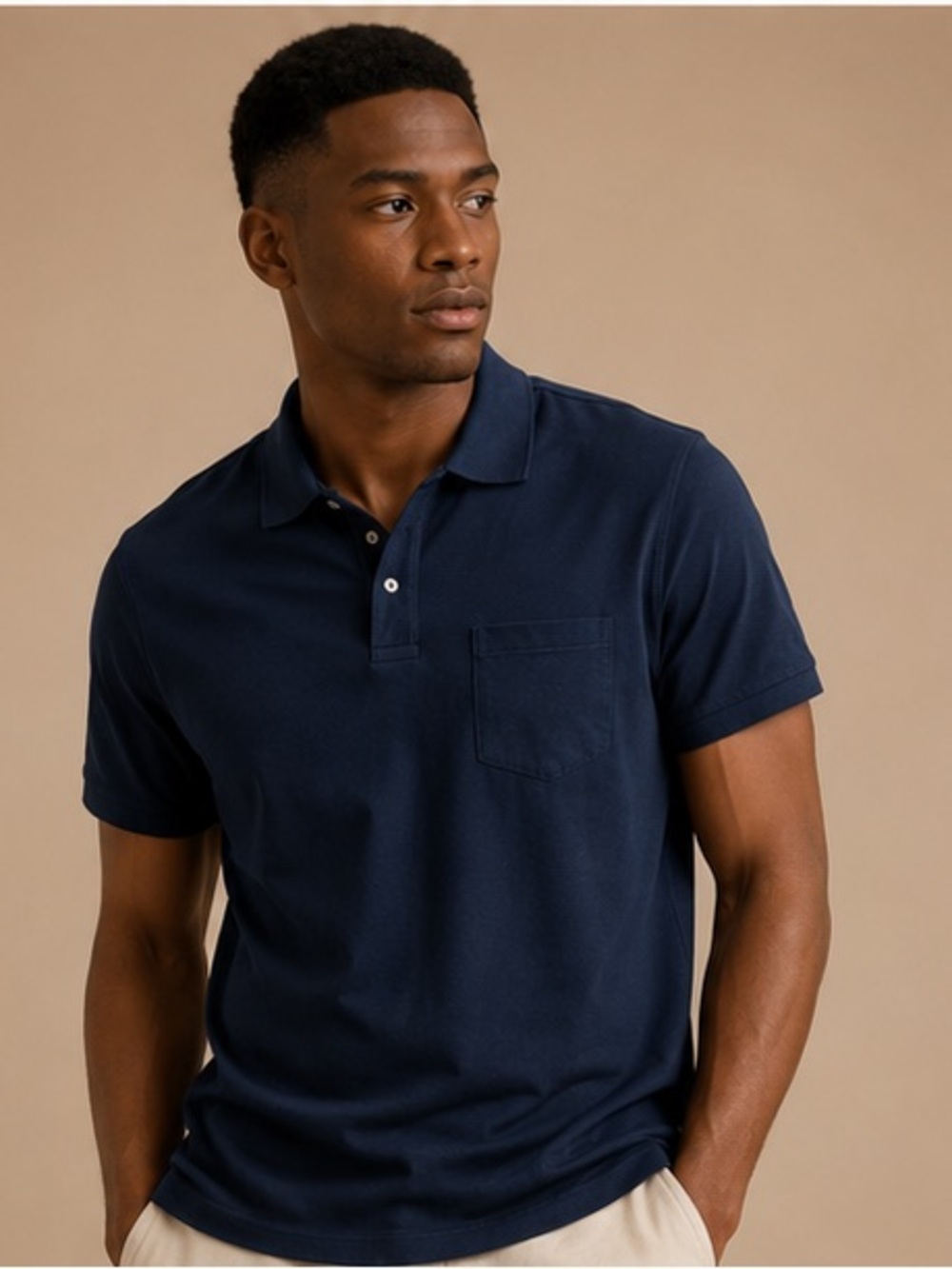 St. John’s Bay Performance Navy Polo Shirt Mens Medium Quick Dry